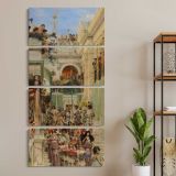 Spring by Lawrence Alma Tadema three panel canvas wall art room mockup