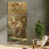 The Immaculate Conception with Joachim and Saint Anne three panel canvas print in a contemporary interior