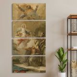 The Immaculate Conception with Joachim and Saint Anne three panel canvas wall art room mockup