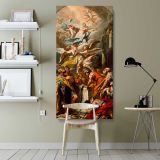 The Assumption of the Virgin by Gaspare Diziani canvas wall art shown in a modern interior