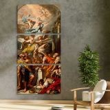 The Assumption of the Virgin by Gaspare Diziani three panel canvas print in a contemporary interior