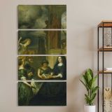 Allegory on the Memory of Frederik Hendrik 1584 1647 Prince of Orange with the Portrait of his Widow Amalia van Solms 1654 by Govert Flinck three panel canvas wall art room mockup