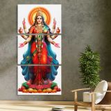 Hindu Goddess Lakshmi three panel canvas print in a contemporary interior