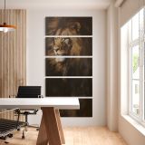 Majestic Lion Portrait five panel canvas wall art office mockup