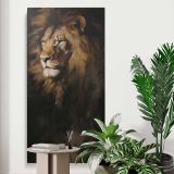 Majestic Lion Portrait canvas print displayed in a modern interior
