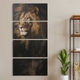 Majestic Lion Portrait three panel canvas wall art room mockup