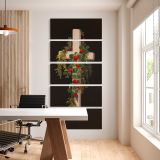 No 43 Prangs crosses in mats after Mrs OE Whitney by Mrs O E Whitney five panel canvas wall art office mockup
