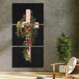 No 43 Prangs crosses in mats after Mrs OE Whitney by Mrs O E Whitney three panel canvas print in a contemporary interior