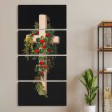 No 43 Prangs crosses in mats after Mrs OE Whitney by Mrs O E Whitney three panel canvas wall art room mockup