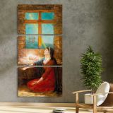 Christmas Morn Will H Low by Will H Low three panel canvas print in a contemporary interior