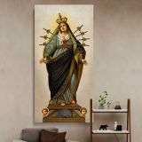 Our Lady of the Seven Sorrows canvas wall art in a styled interior