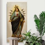 Our Lady of the Seven Sorrows canvas print displayed in a modern interior