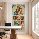 Virgin Mary with the Christ Child and Sacred Heart five panel canvas wall art office mockup
