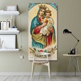Virgin Mary with the Christ Child and Sacred Heart canvas wall art shown in a modern interior
