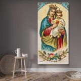 Virgin Mary with the Christ Child and Sacred Heart canvas wall art displayed in a contemporary room
