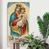 Virgin Mary with the Christ Child and Sacred Heart canvas print displayed in a modern interior