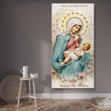 Virgin Mary and Christ Child canvas wall art displayed in a contemporary room