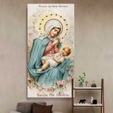 Virgin Mary and Christ Child canvas wall art in a styled interior