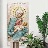 Virgin Mary and Christ Child canvas print displayed in a modern interior