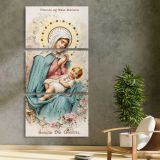 Virgin Mary and Christ Child three panel canvas print in a contemporary interior