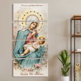 Virgin Mary and Christ Child three panel canvas wall art room mockup