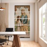 Vintage Virgin Mary Devotional Portrait five panel canvas wall art office mockup