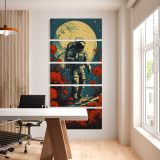 Astronaut in a Red Poppy Landscape five panel canvas wall art office mockup