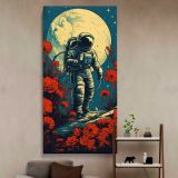 Astronaut in a Red Poppy Landscape canvas wall art in a styled interior