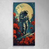 Astronaut in a Red Poppy Landscape Canvas Wall Art Print