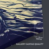 Astronaut on a Red Lunar Landscape close up showing gallery canvas texture and depth