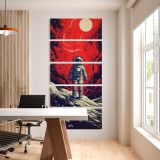 Astronaut on a Red Lunar Landscape five panel canvas wall art office mockup