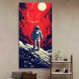 Astronaut on a Red Lunar Landscape canvas wall art in a styled interior