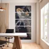 Two peacocks in a tree vintage design remix from original painting by Ohara Koson five panel canvas wall art office mockup
