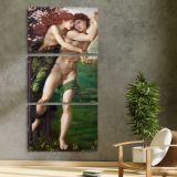Phyllis and Demophoon 1870 by Edward Burne Jones three panel canvas print in a contemporary interior