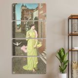 A Herald of Spring 1872 by Walter Crane three panel canvas wall art room mockup