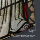 Saint in a Stained Glass Window close up showing gallery canvas texture and depth