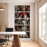 Saint in a Stained Glass Window five panel canvas wall art office mockup