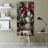 Saint in a Stained Glass Window canvas wall art shown in a modern interior