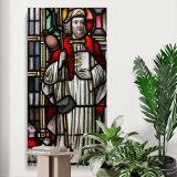 Saint in a Stained Glass Window canvas print displayed in a modern interior
