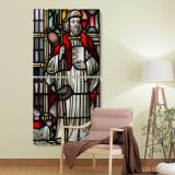 Saint in a Stained Glass Window two panel canvas wall art room mockup