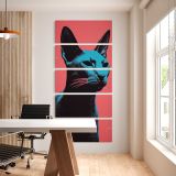 Black Cat Pop Art Portrait five panel canvas wall art office mockup