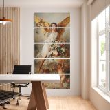 Eirene 1888 vintage angel illustration by Ludwig Knaus five panel canvas wall art office mockup