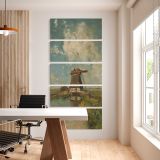 A Windmill on a Polder Waterway Known as In the Month of July c 1889 by Paul Joseph Constantin Gabriel five panel canvas wall art office mockup