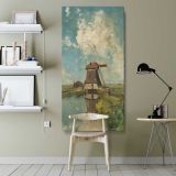 A Windmill on a Polder Waterway Known as In the Month of July c 1889 by Paul Joseph Constantin Gabriel canvas wall art shown in a modern interior