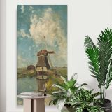 A Windmill on a Polder Waterway Known as In the Month of July c 1889 by Paul Joseph Constantin Gabriel canvas print displayed in a modern interior