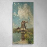 A Windmill on a Polder Waterway Known as In the Month of July c 1889 by Paul Joseph Constantin Gabriel Canvas Wall Art Print
