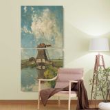 A Windmill on a Polder Waterway Known as In the Month of July c 1889 by Paul Joseph Constantin Gabriel two panel canvas wall art room mockup