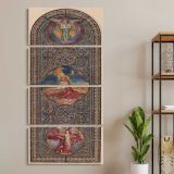 Design for a Stained Glass Window by Izabel M Coles three panel canvas wall art room mockup