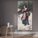 Christmas Morning 1899 by American Lithographic Co canvas wall art displayed in a contemporary room