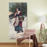 Christmas Morning 1899 by American Lithographic Co two panel canvas wall art room mockup